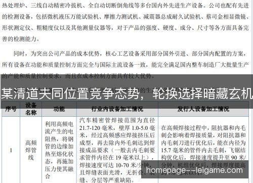 某清道夫同位置竞争态势，轮换选择暗藏玄机